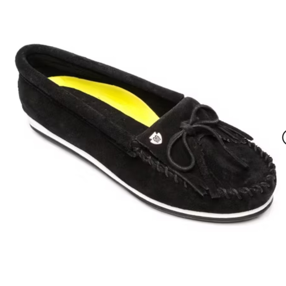 Minnetonka GUC Suede Kilty Plus Moccasin in Black Size 10